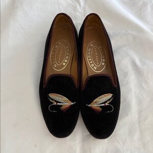 Stubbs & Wootton Black Loafers with Embroidered Design